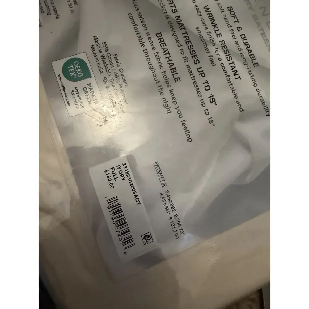 Serene Sleep Ivory 1000 Thread Count 4-Pc. Sheet Set Full NWT $160